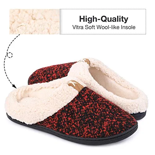 Ladies' Comfort Memory Foam Slippers Wool-Like Plush Fleece Lined House Shoes