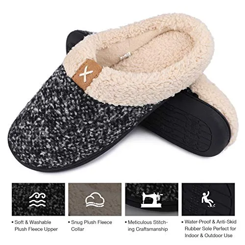 Ladies' Comfort Memory Foam Slippers Wool-Like Plush Fleece Lined House Shoes