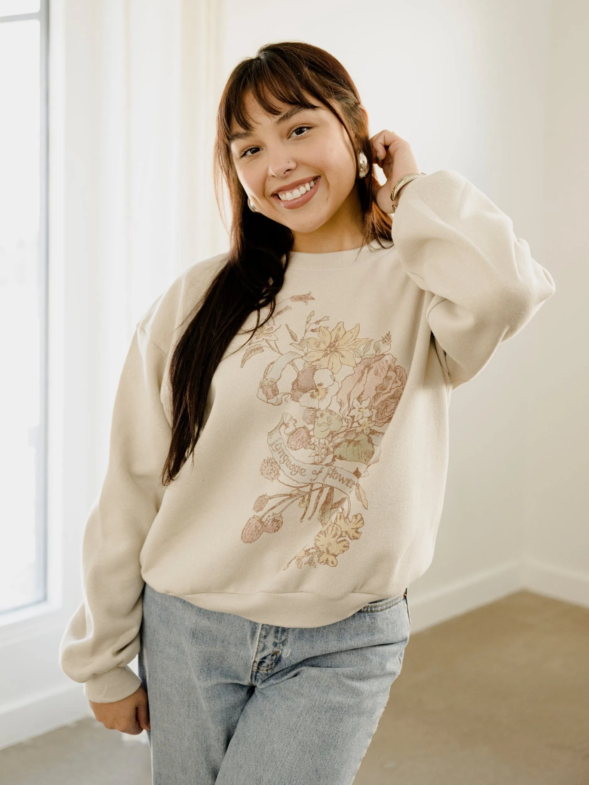 Language of Flowers Bone Fleece Raglan Sweatshirt