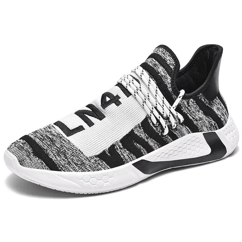 Large Size Knife Edge Men's Shoes Mesh Fly Woven Running Shoes Men