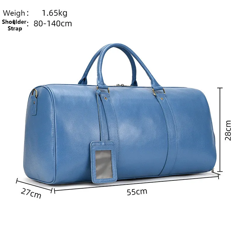 Leather Duffle Bag with Shoes Compartment