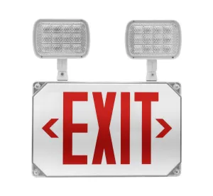 LED Wet Location Emergency Exit Sign with Adjustable Light Heads, Red Lettering