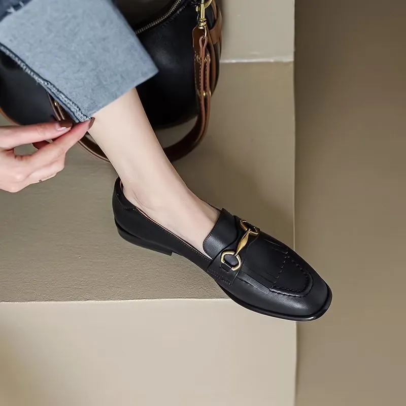 LuxeLeather Round Toe Slip-on Casual Shoes