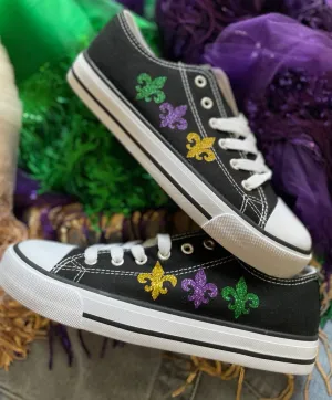 Mardi gras  sneakers /Mardi Gras fleur-de-lys Low-Top Sneakers  /Mardi gras shoe