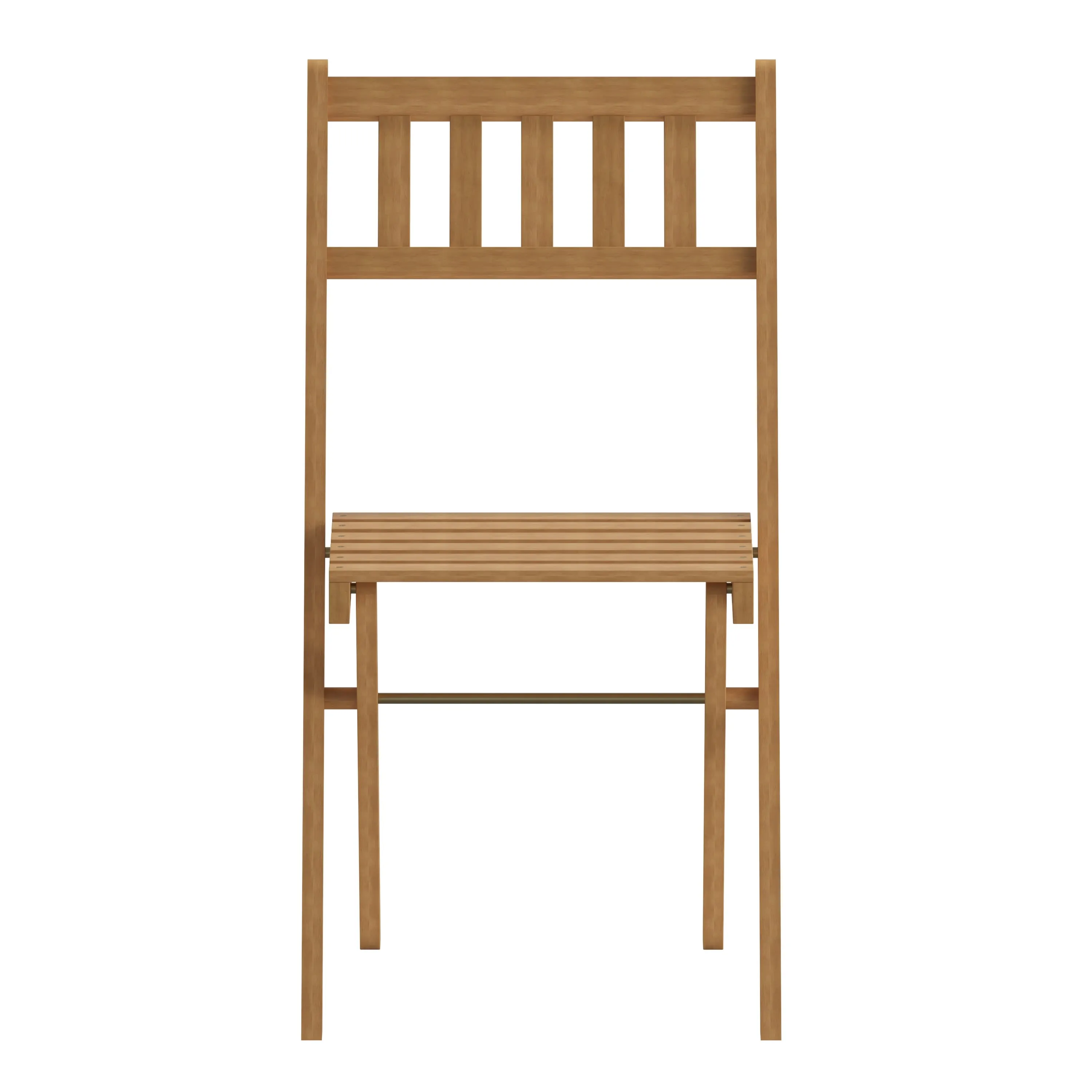 Martindale Indoor/Outdoor Folding Acacia Wood Patio Bistro Chairs with X Base Frame and Slatted Back and Seat in Natural Finish, Set of 2