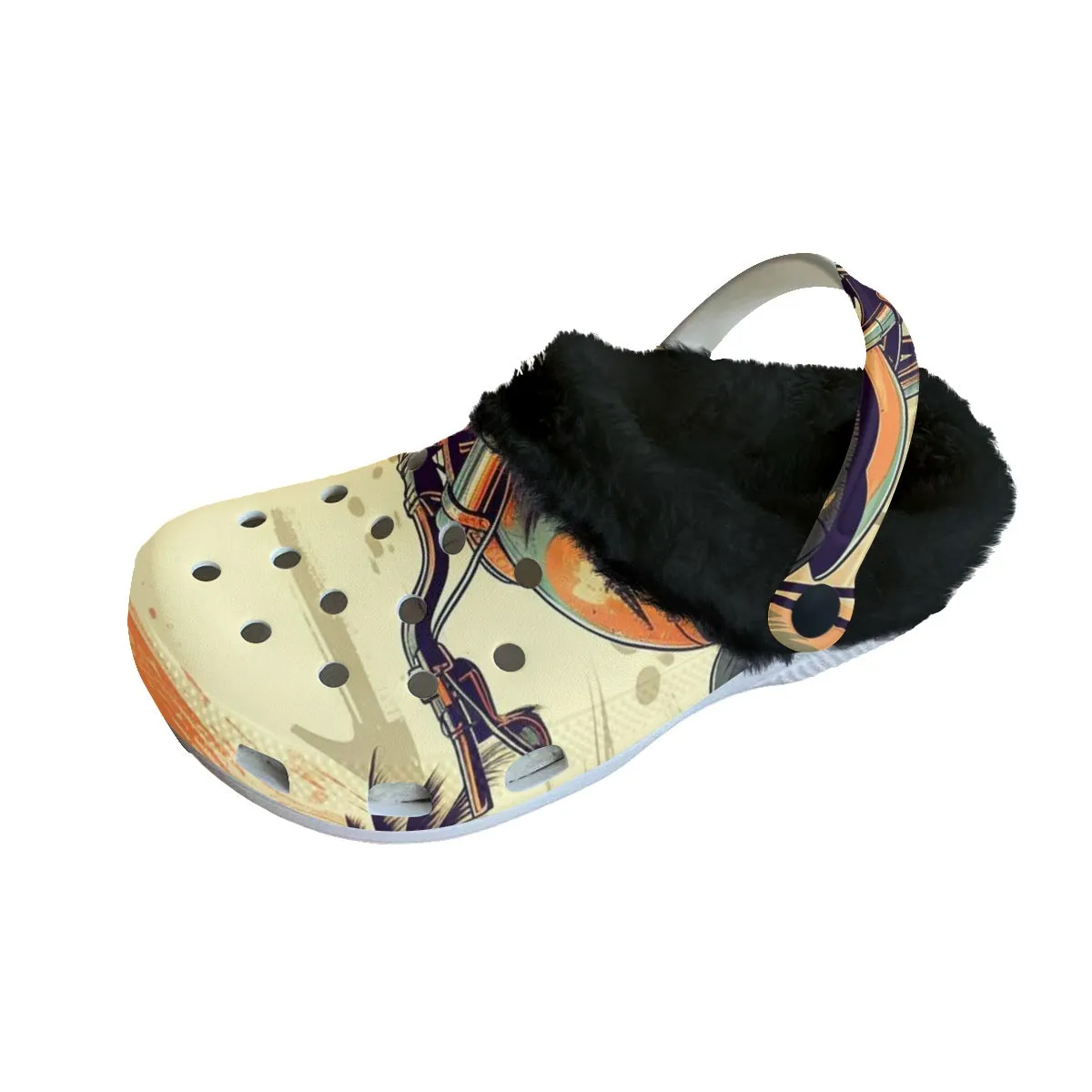 Mc#17 Men's Classic Clogs with Fleece, motorcycle print