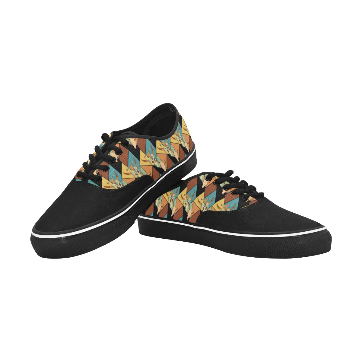 Men's Big Size Skull Casual Print Low Top Canvas Shoes