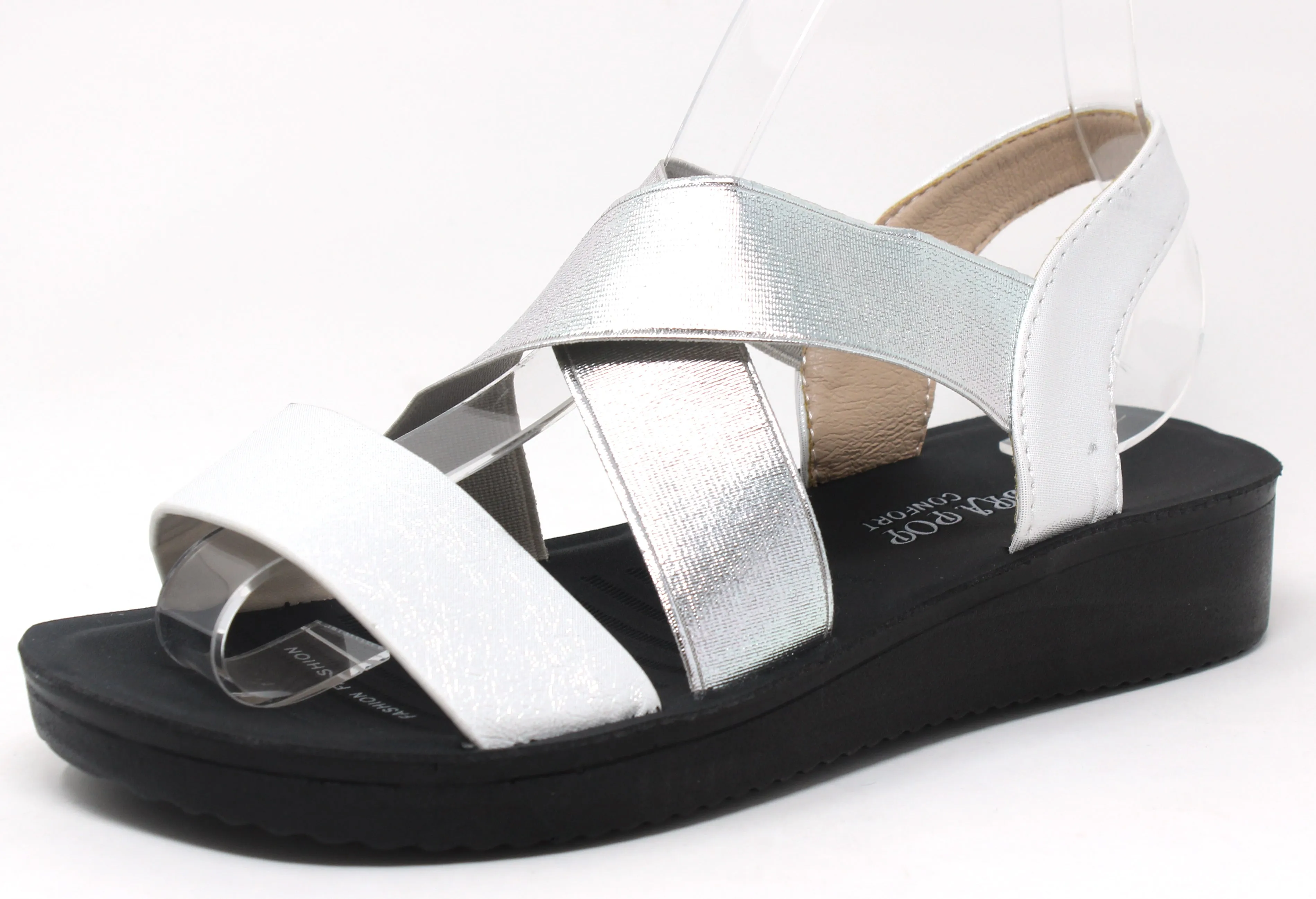 Metallic Cross Strap Sandal