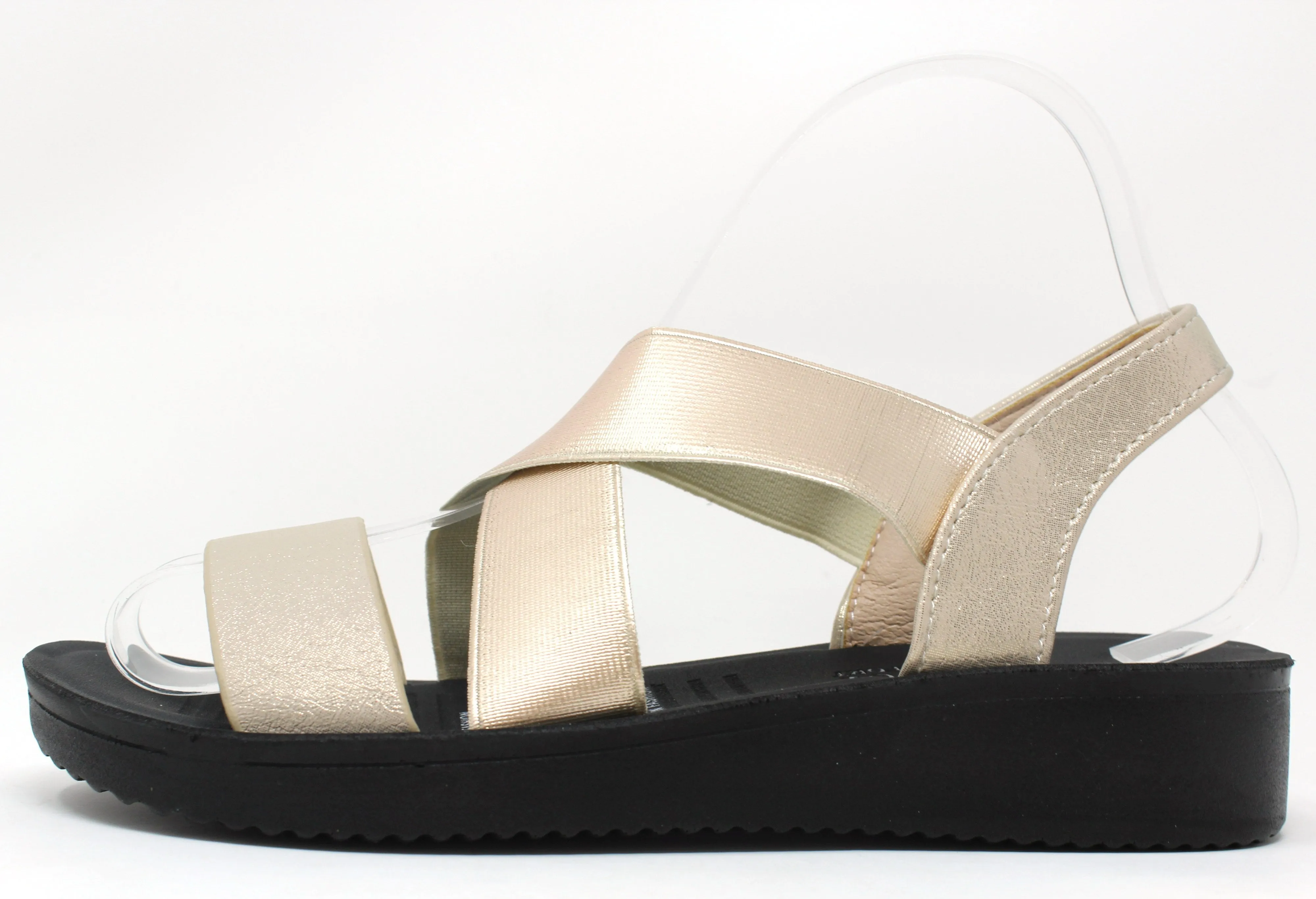 Metallic Cross Strap Sandal