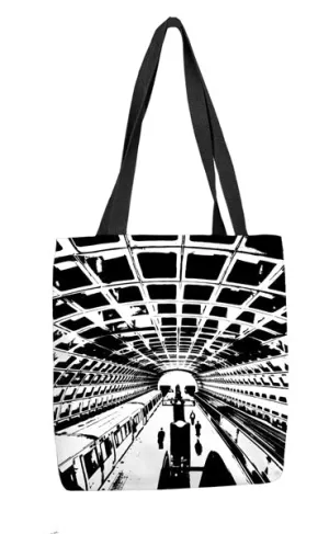 Metro Station (Black and White) Tote Bag