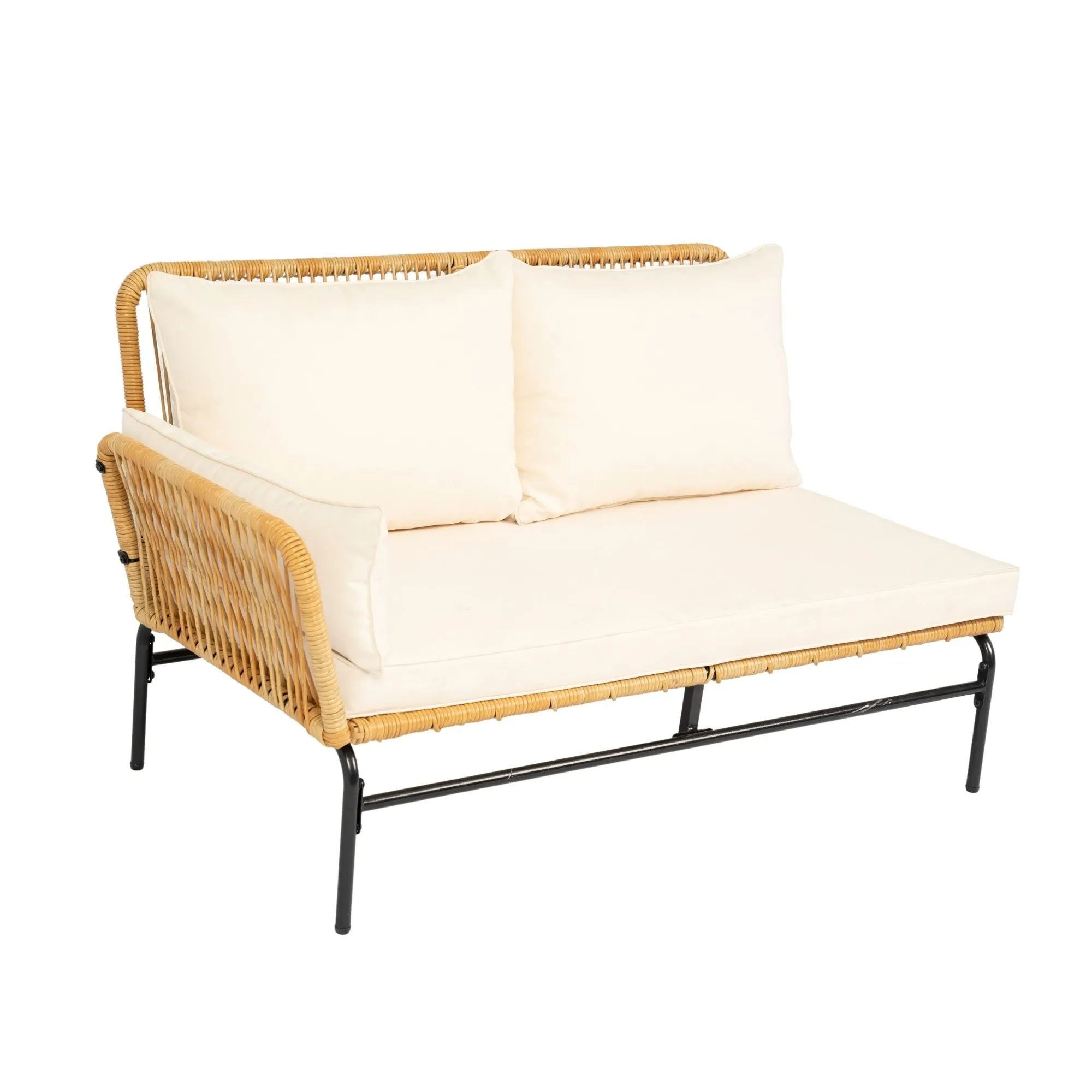 Modern 3-Piece Patio Furniture Set -Yellow Wicker   Creme Cushion