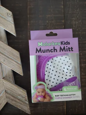 Munch Mitt ll Teether ll Purple Polka Dots