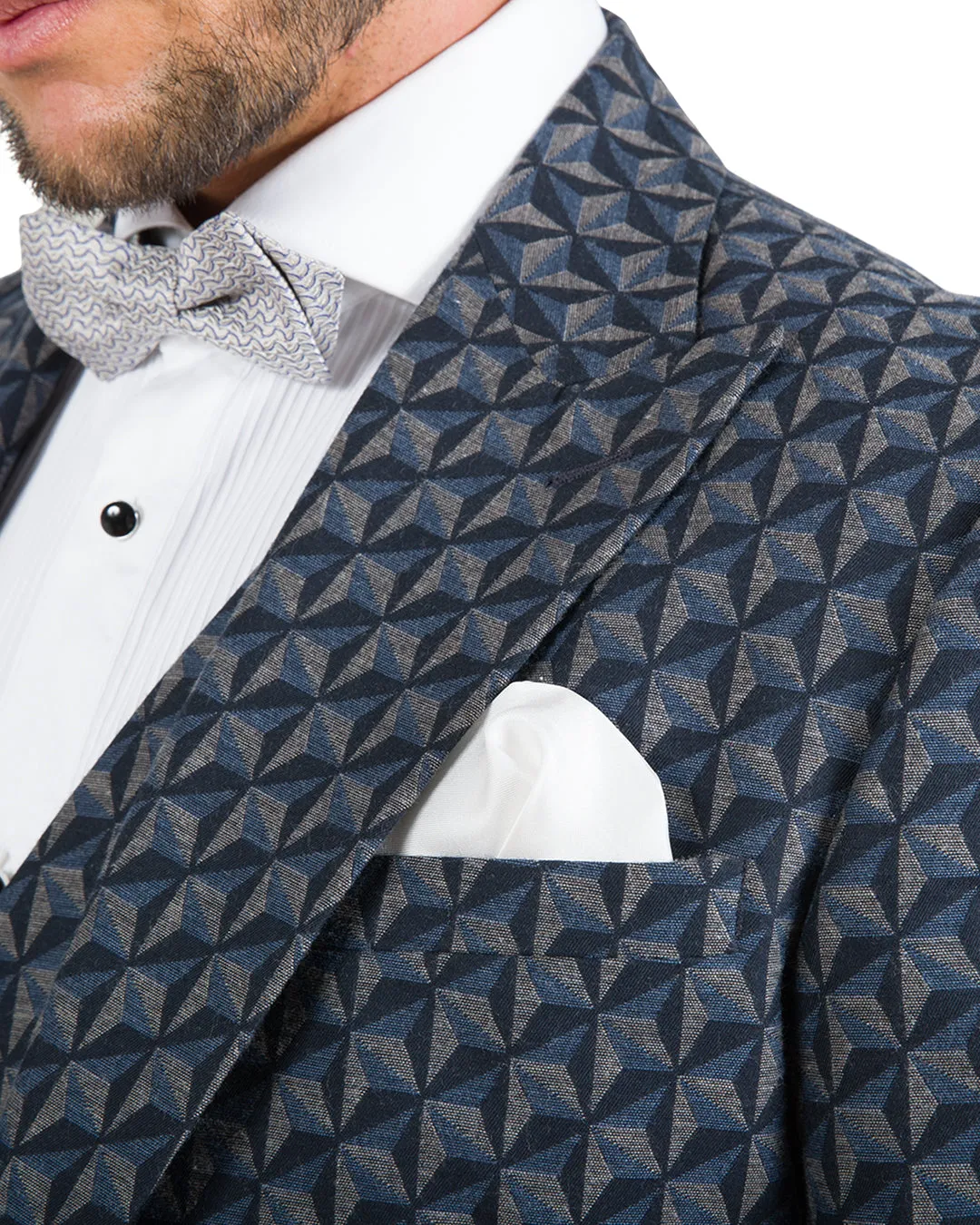 Navy Geometric Evening Jacket