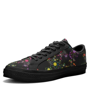 Neon Floral Bears Aapisi Low Top Canvas Shoes Black Sole