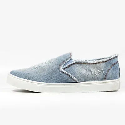 New 2017 Spring and autumn Men Shoes Breathable Slip-on  Cut-out Denim Casual Canvas Shoes hard-wearing rubber sole Size 39-44