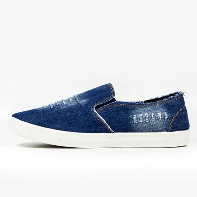 New 2017 Spring and autumn Men Shoes Breathable Slip-on  Cut-out Denim Casual Canvas Shoes hard-wearing rubber sole Size 39-44