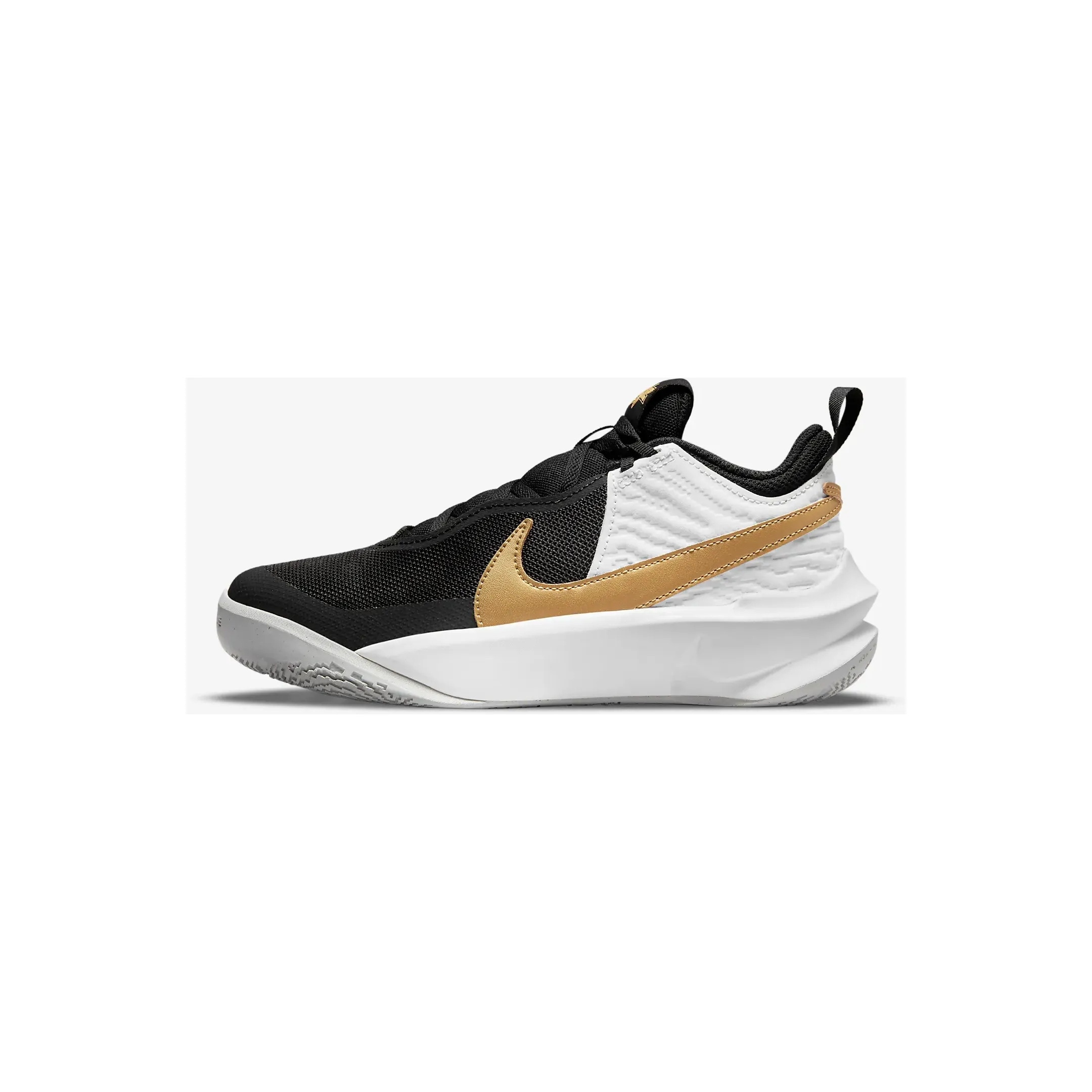 Nike Kid's Team Hustle D 10 Shoes - Black / White / Photon Dust / Metallic Gold