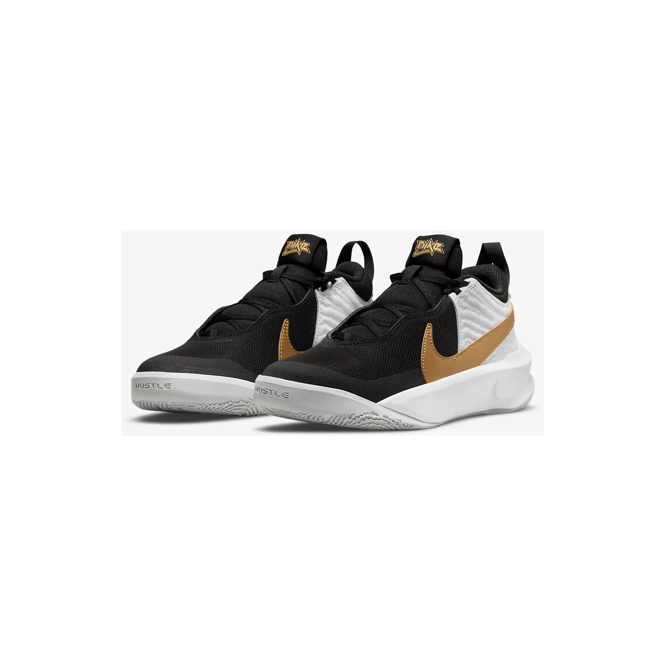 Nike Kid's Team Hustle D 10 Shoes - Black / White / Photon Dust / Metallic Gold