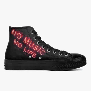 No Music No Life-Top Canvas Shoes - Black