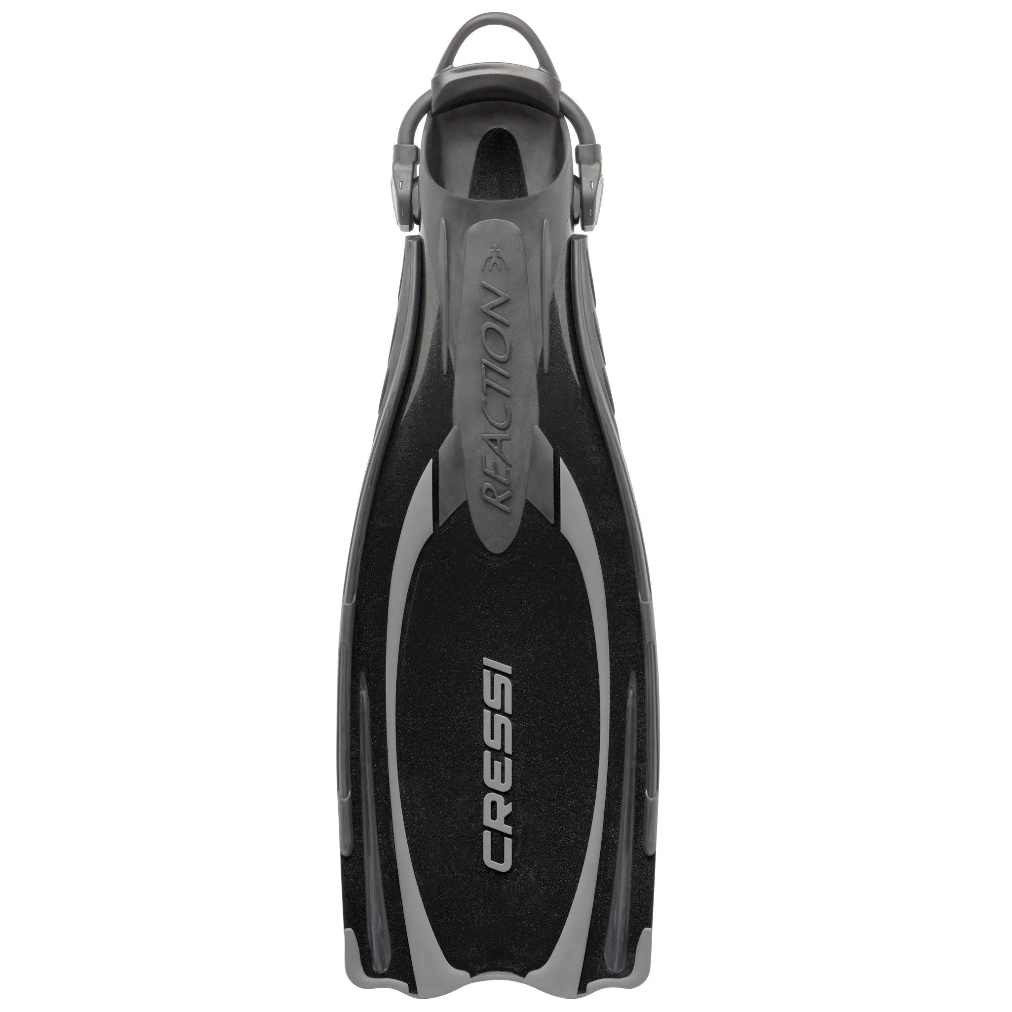 Open Box Cressi Reaction EBS Open Heel Dive Fins - Black / Silver, Size: Medium/Large - US M:9-10 / W:11-12