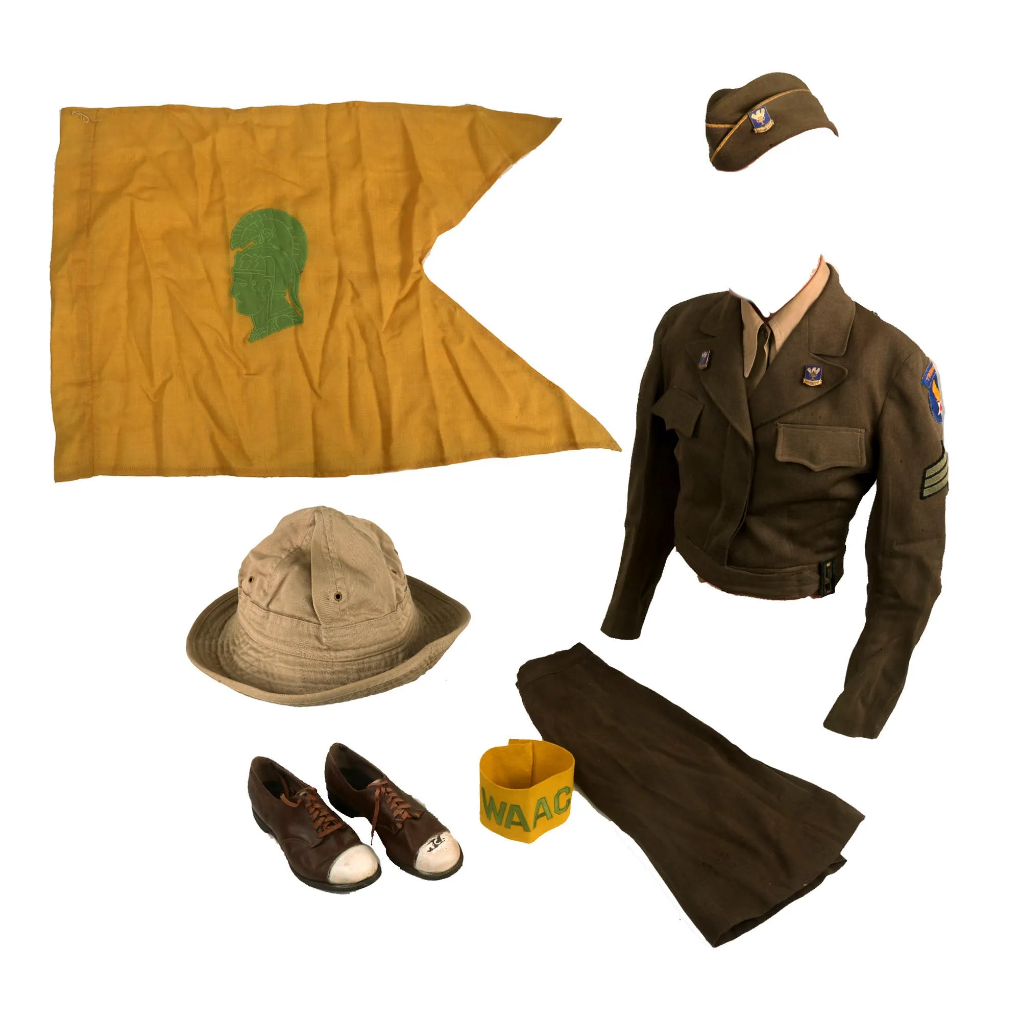 Original U.S. WWII Named Women’s Army Auxiliary Corps Uniform & Guidon Grouping - Ruth Tezuka