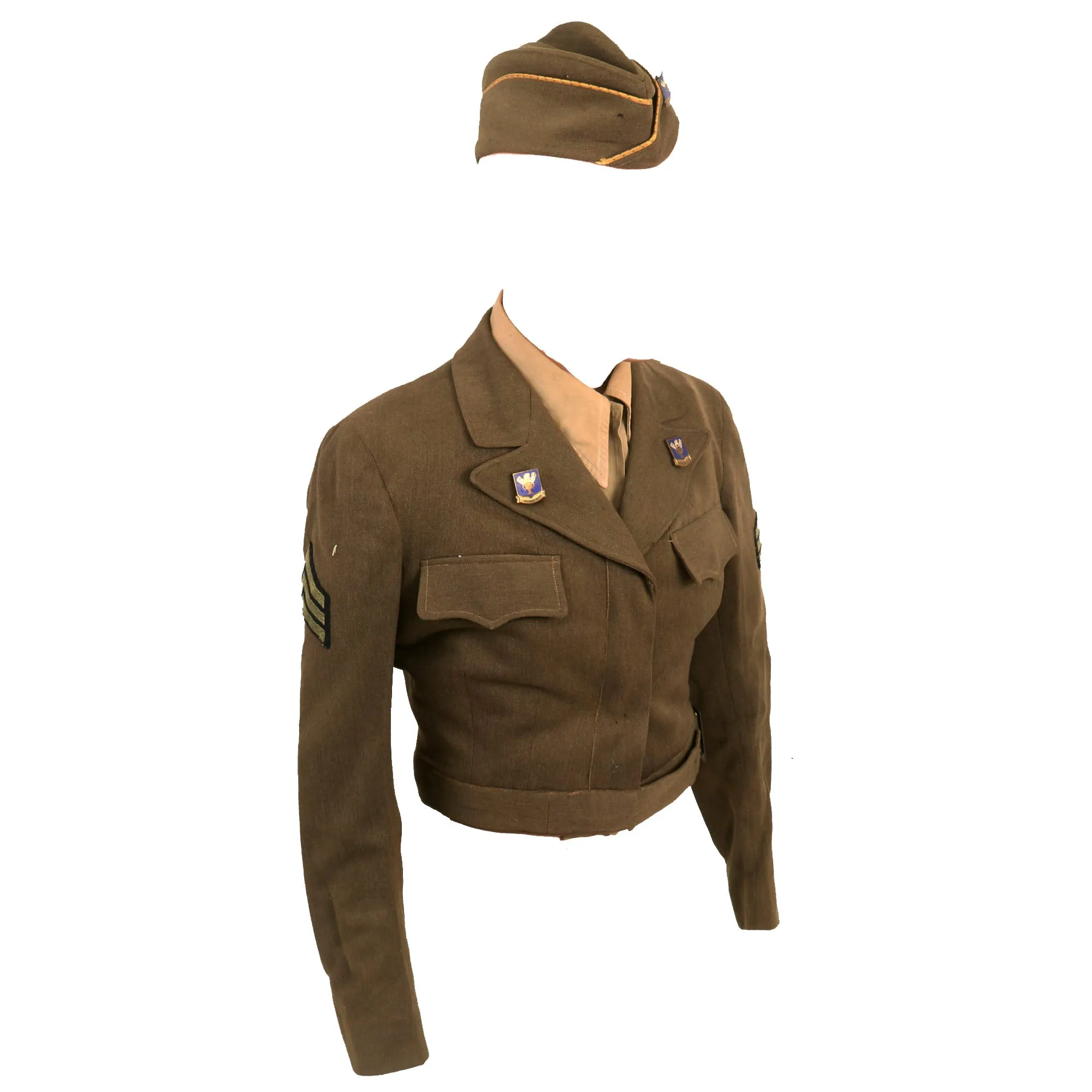 Original U.S. WWII Named Women’s Army Auxiliary Corps Uniform & Guidon Grouping - Ruth Tezuka