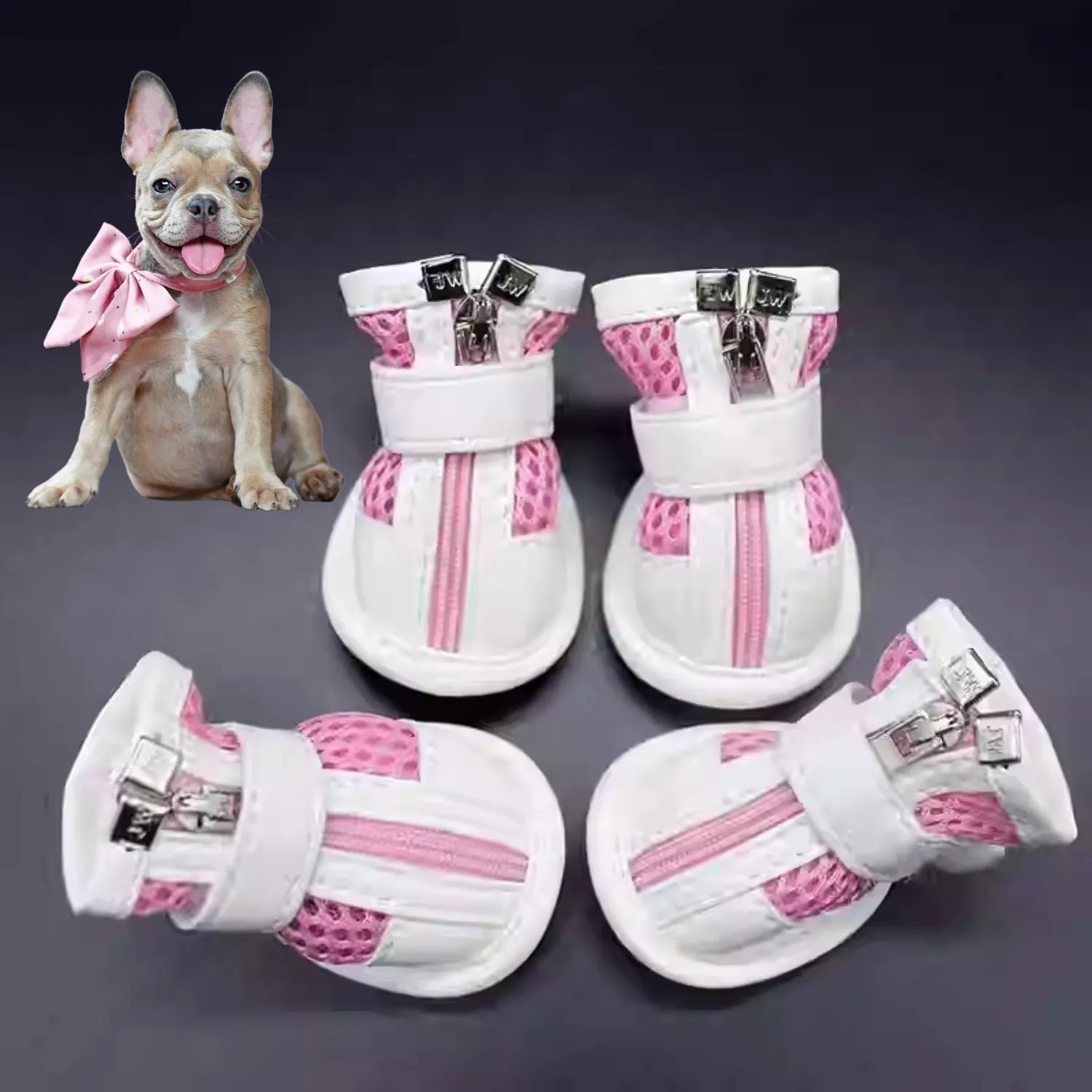 Pawrence Breathable French Bulldog Booties with Magic Tape Straps