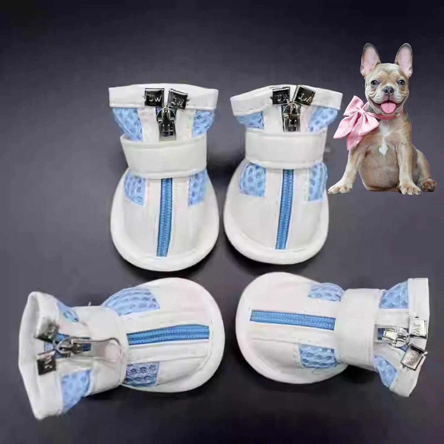 Pawrence Breathable French Bulldog Booties with Magic Tape Straps