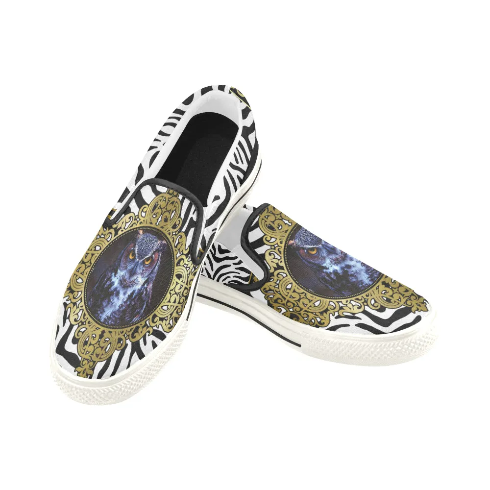 PRIVILEGE OWL Men's Unusual Slip-on Canvas Shoes