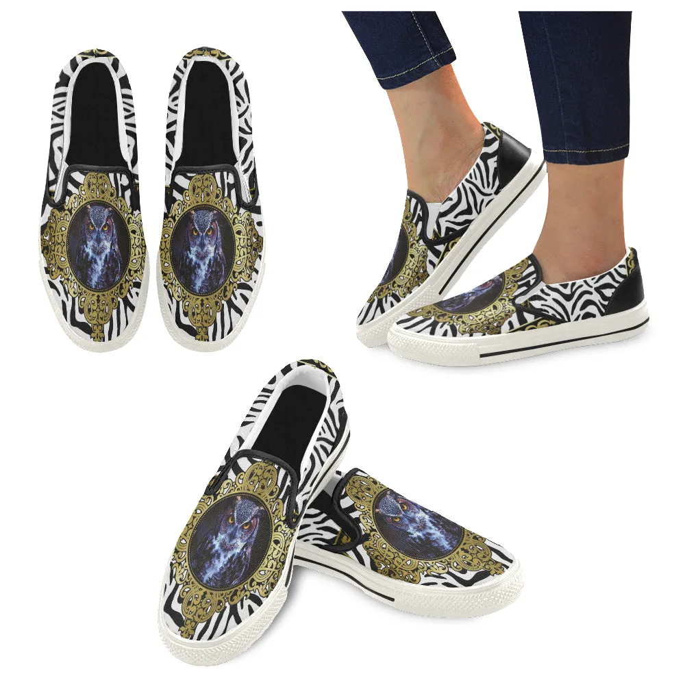 PRIVILEGE OWL Men's Unusual Slip-on Canvas Shoes