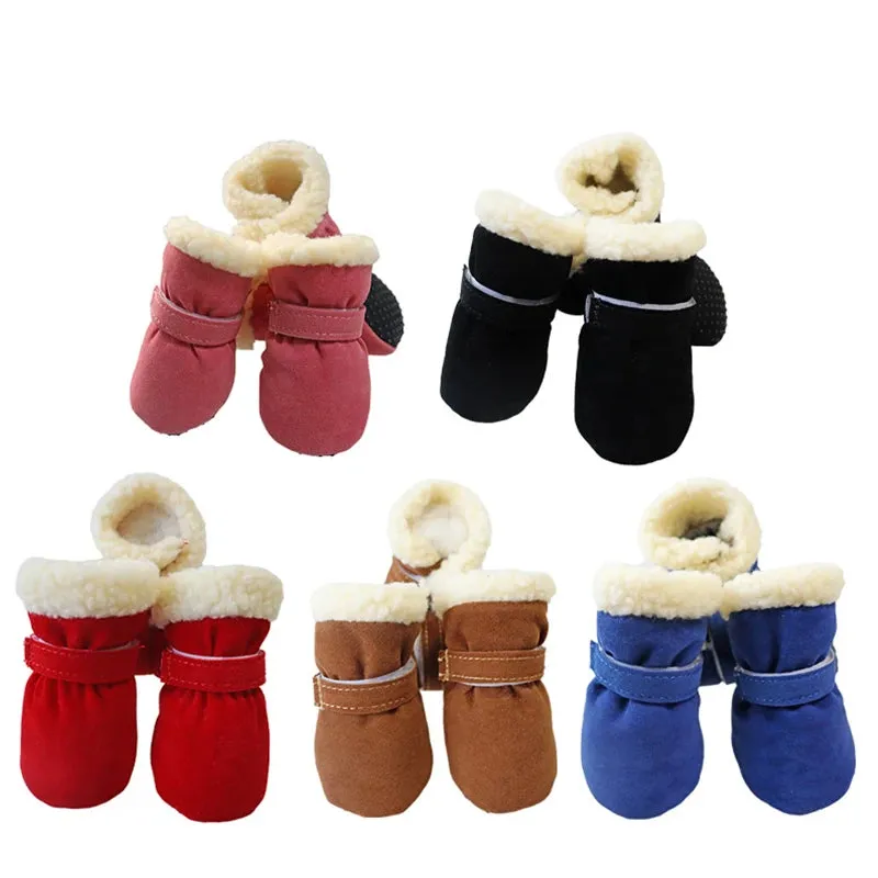 Puppy Anti-Slip Shoes | Candy Colors Pet Dog Shoes | Waterproof Boots Socks for Small Dogs | Chihuahua Winter Snow Booties | 4pcs/set