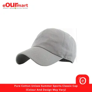 Pure Cotton Unisex Summer Sports Classic Cap (Colour And Design May Vary)