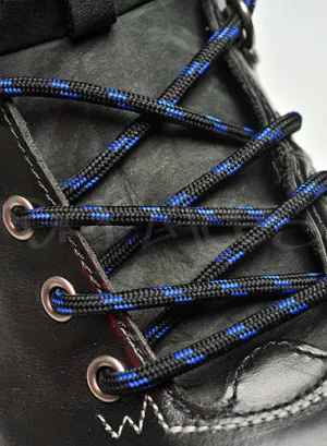 Round Black and Royal Blue Bootlaces - 4mm wide