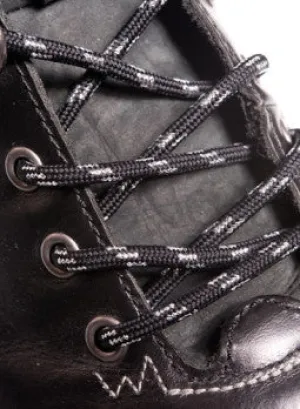 Round Black and Silver Bootlaces - 4mm wide