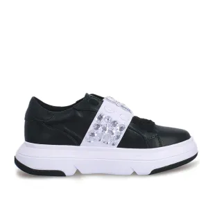 Saint Joanna Crystal Black Leather Sneakers