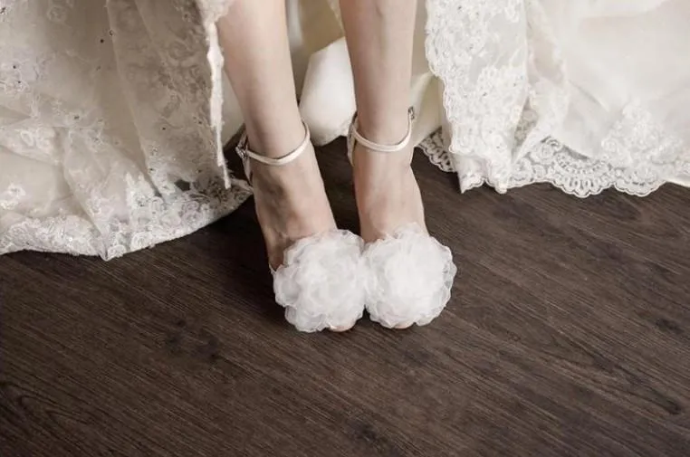 See through Ivory Lace Women's High Heels Fish Toe Wedding Shoes, SY0133