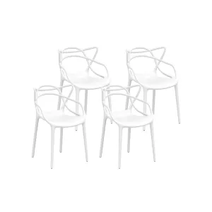 Set of 4 Stackable Outdoor Dining Chairs - White