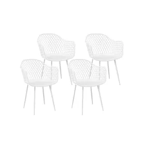 Set of 4 Ventilated Outdoor Dining Chairs - White