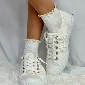 SHORTY  lace topped ankle socks - cream