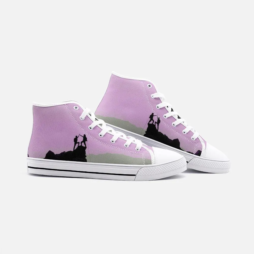 Sick SendsUnisex High Top Canvas Shoes (Pink/Grey)