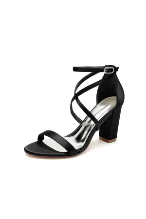 Simple Open Toe Cross Strap High Heels