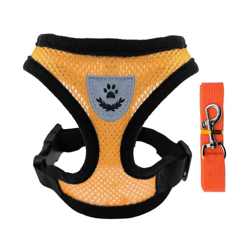 Small Dog Breathable Mesh Harness and Leash Set - Lightweight Harness for Puppies, Kittens, French Bulldogs, Chihuahuas, and Pugs