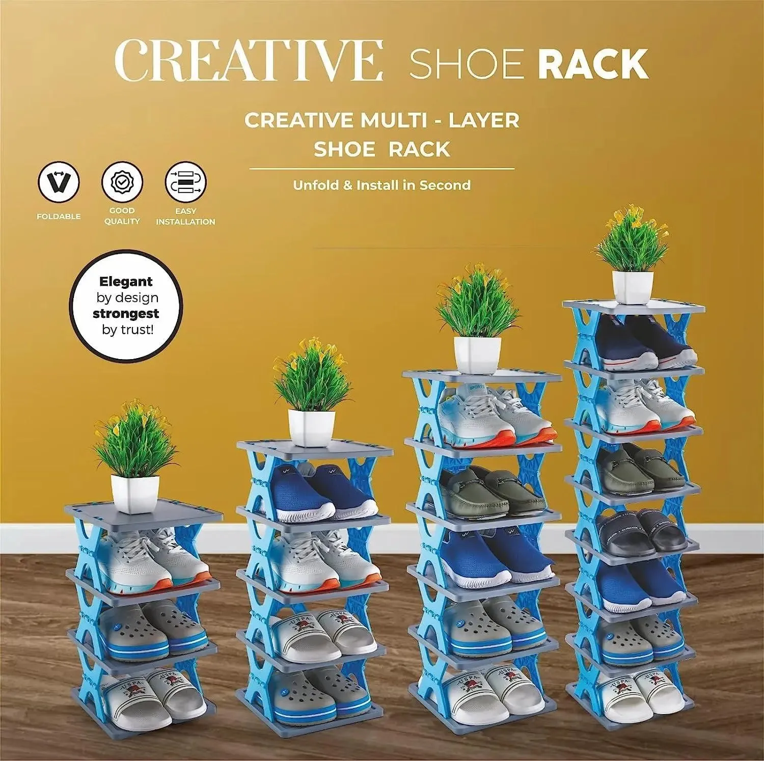 Smart Foldable Shoes Rack 4 Layer