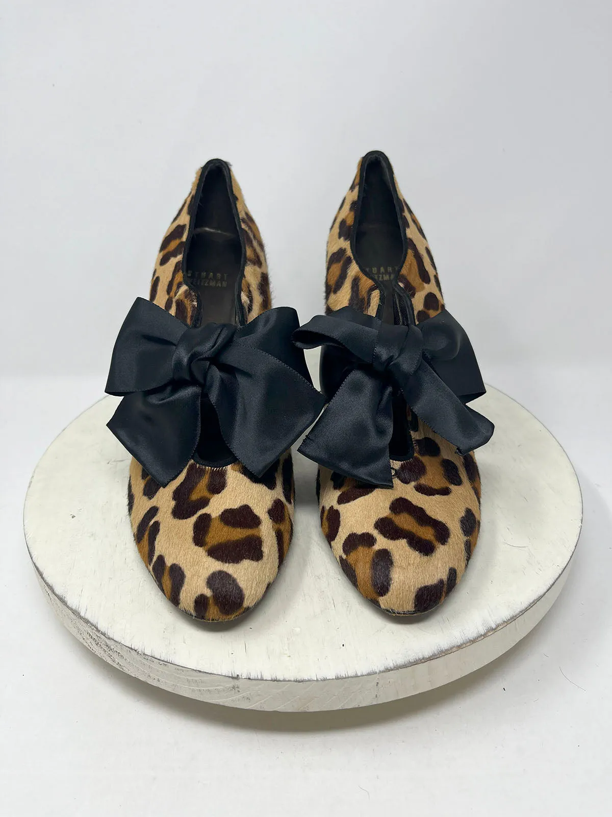 Stuart Weitzman Size 10 Black & Brown Animal Print Heels