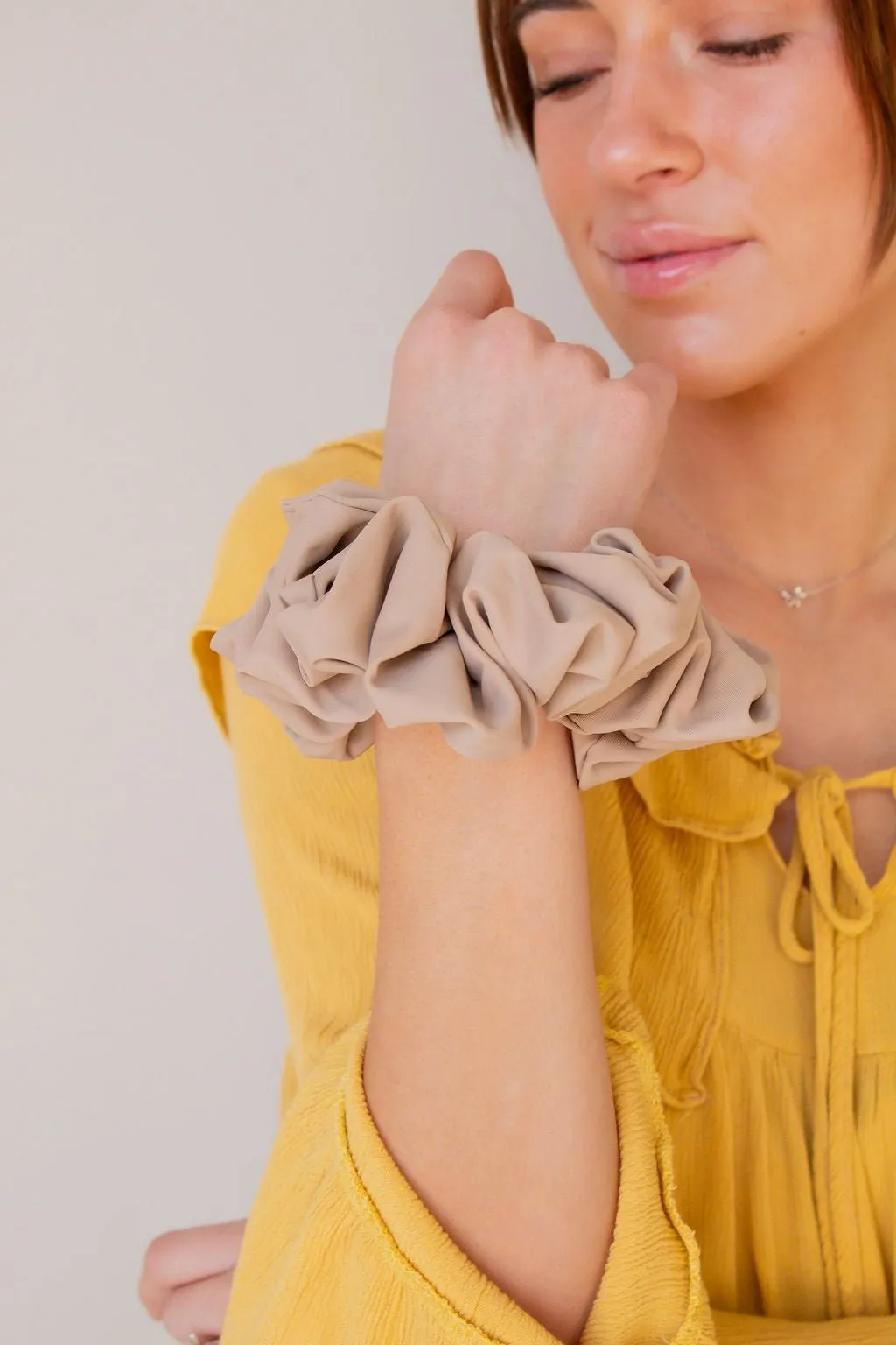 Tan Jumbo Athletic Scrunchie