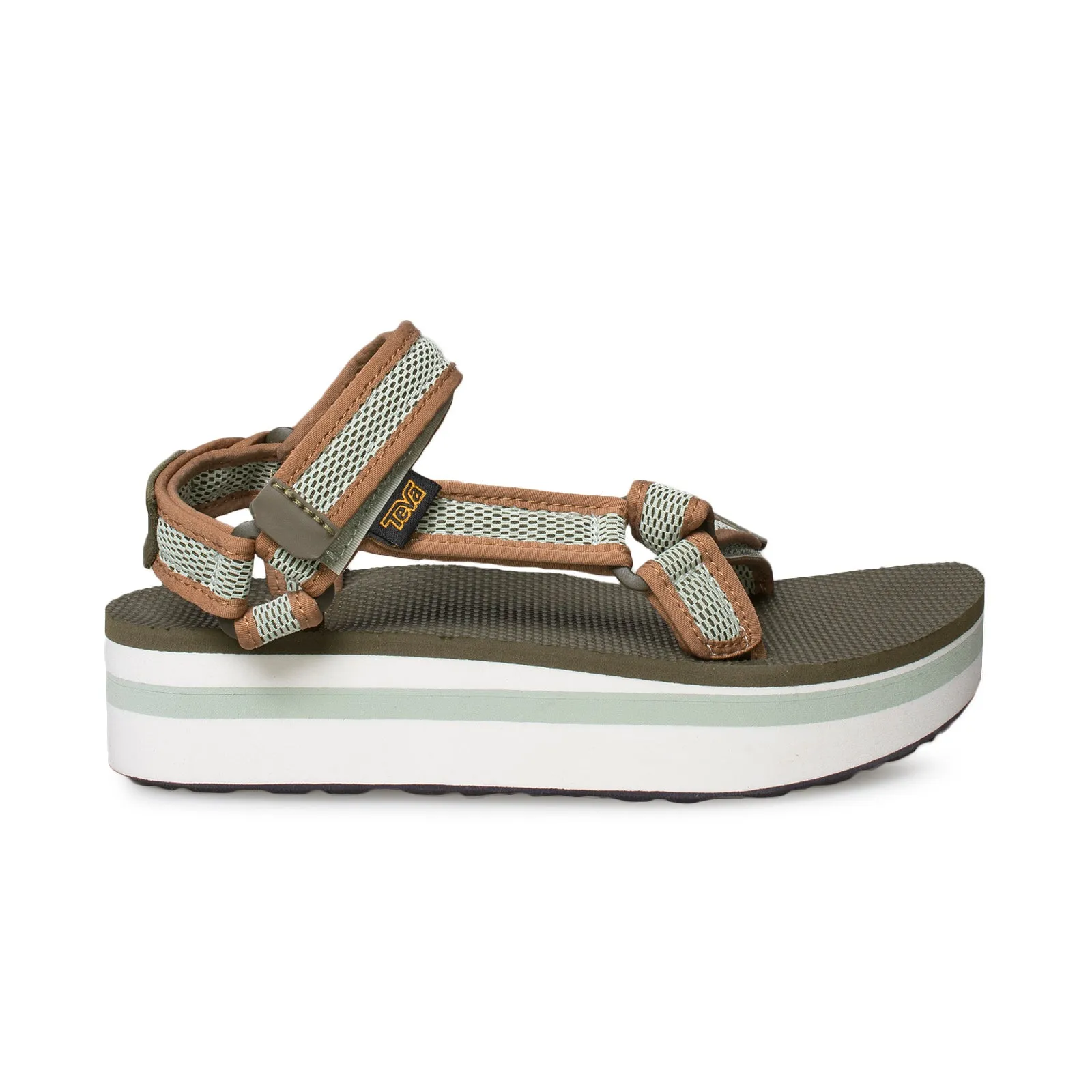 Teva Flatform Universal Mesh Print Dark Olive Sea Foam Sandals - Women's