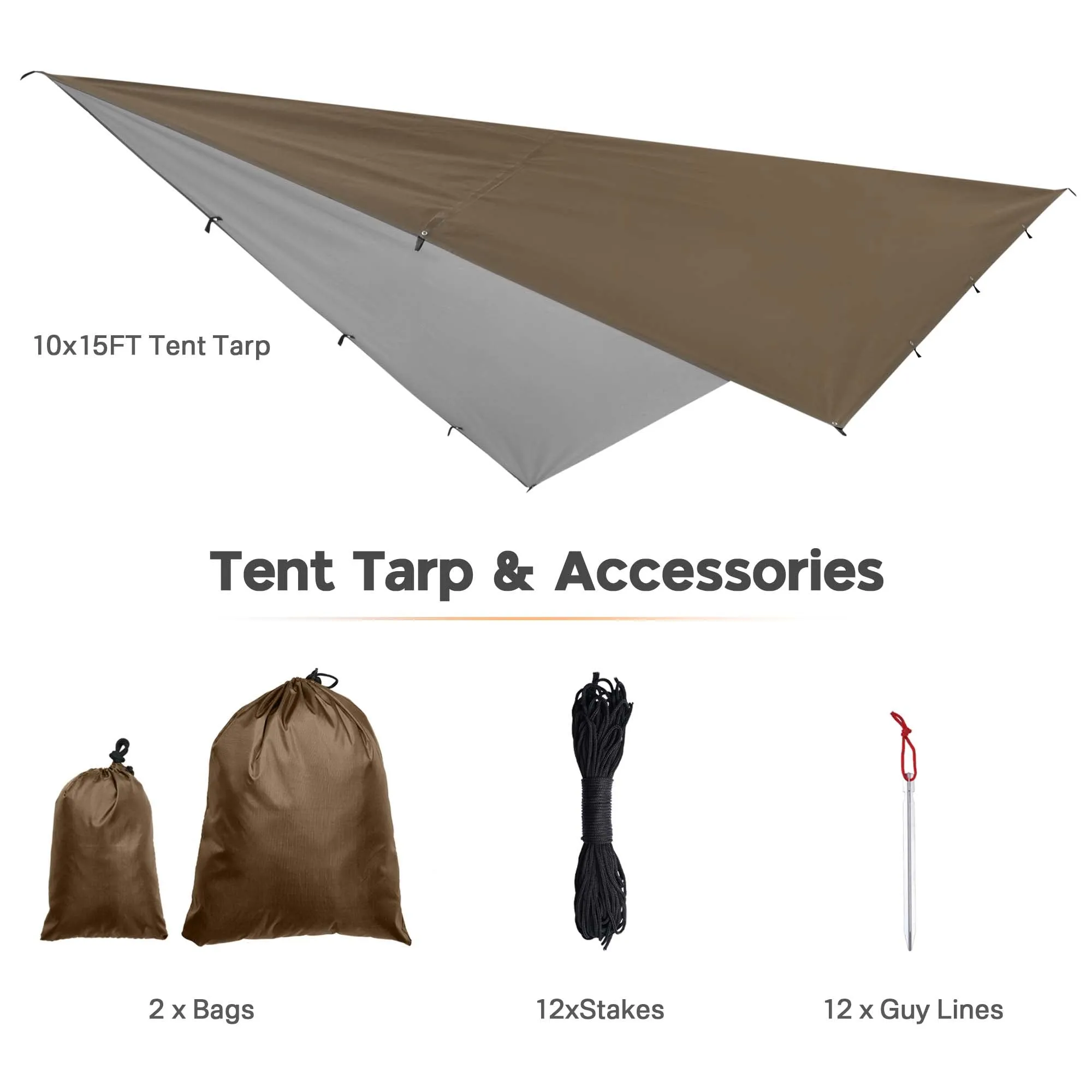 TheLAShop 10x13ft Waterproof Camping Tarp Lightweight UV50  PU3,000mm