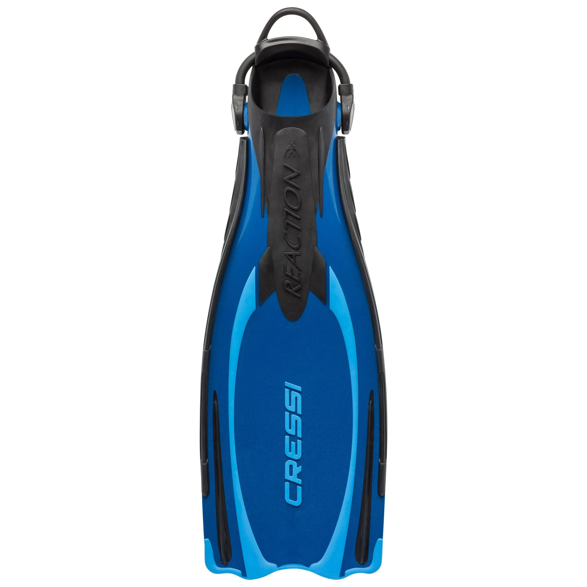 Used Cressi Reaction EBS Open Heel Dive Fins - Blue / Azure, Size: Medium/Large US M:8.5-11 W:9.5-12