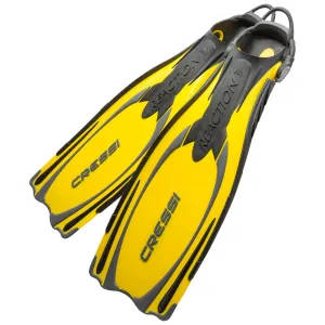 Used Cressi Reaction EBS Open Heel Dive Fins - Yellow / Silver, Size: Medium/Large US M:9-10 W:11-12