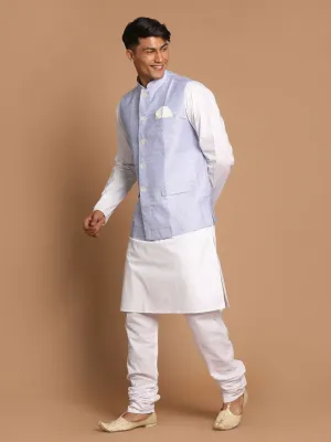 VASTRAMAY Light Blue Nehru Jacket Set